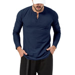 Men's Long Sleeve Solid Crew Neck T-Shirt