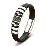 Retro Stainless Steel Leather Bracelet